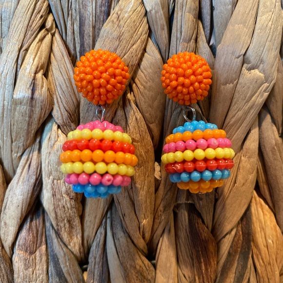 Jewelry - 🧡Orange Rainbow Pom-Pom Earrings🧡